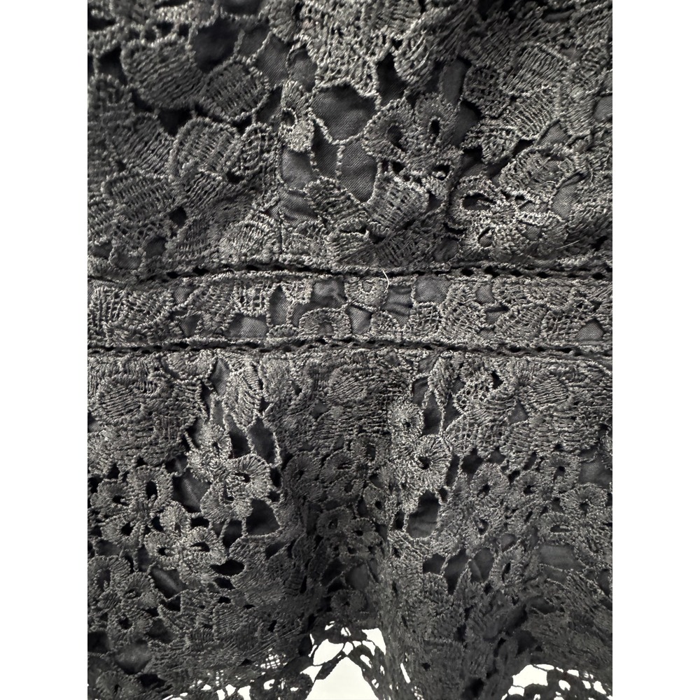 Abercrombie & Fitch Black Floral Lace Peplum Cami V-Neck Going Out Top Size M - Picture 13 of 16